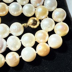Choker Cultured Pearl 14k 9mm Ball Clasp 10mm Big Multicolor Pearls 16.5” Unused