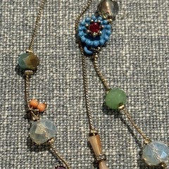 Betsey Johnson Triple Strand Necklace Beaded Multi Floral Heart Crystal Signed