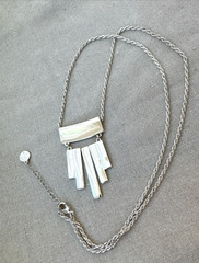 Brutalist Modernist chunky Mirror abstract chain 1990s Necklace Metal Jewelry