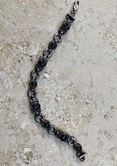 🖤✨AUTHENTIC VINTAGE STERLING SILVER BLACK ONYX LINK ESTATE JEWELRY BRACELET ✨🖤