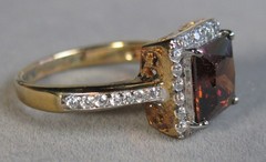 Pre-owned Sterling Silver 18KT Gold Plate Mocha CZ Ring 3.1g Size 10 BGE #B183