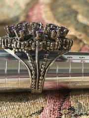 Vintage Sterling Ring Multiple Purple Stones SZ 5