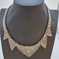 Jakob Bengel Germany Art Deco Chrome Necklace Brickwork Fashion Modernist 16.5″