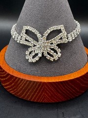 Silver Tone Rhinestone Butterfly Bracelet Adjustable Crystal Tennis Style