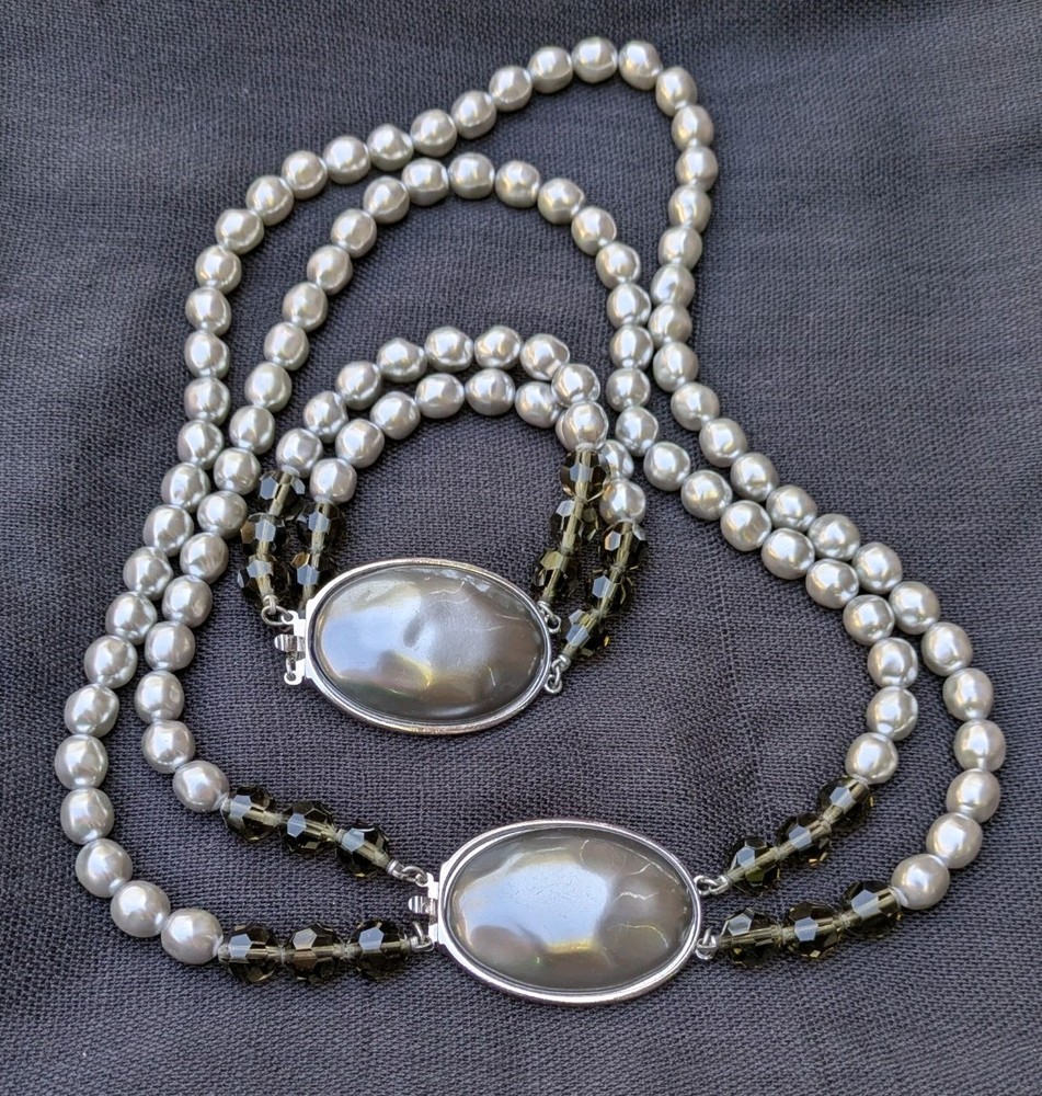 Vintage YSL Yves Saint Laurent Faux Baroque Pearl Necklace & Bracelet Set C46