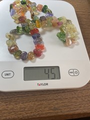 Vintage 1970s 1980s Multi Color Lucite Pebble Nugget Rainbow Necklace 30″ 45g