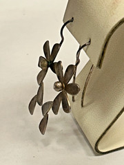 Vintage Signed KIM 925 Sterling Silver Flower Floral Daisy Earrings