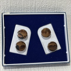 Vintage Swank Button Toppers Round Silver Tone Box Set of 4