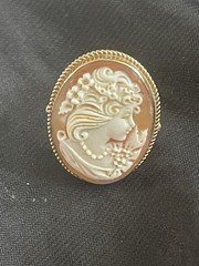 3 Piece Cameo set 2 Way pendant And Necklace 14K /Earrings 14K/sizes 7 14K Ring
