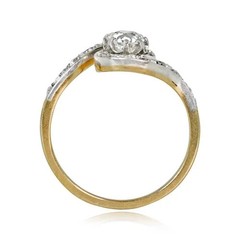 Art Deco Style Round Lab Created Diamond 14K Yellow Gold FN Wedding Swirl Ring