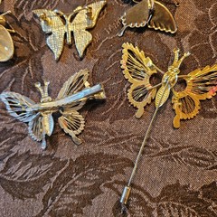 Vintage BUTTERFLY Pins Lot Of 8 AAI, D’ovlan, Damascene Enamel, Mesh