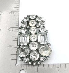 Vintage 1940s Eisenberg Original Clear Rhinestone Pot Metal Fur Dress Clip 3in