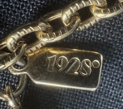 1928 Gold Tone Vintage Style Necklace 7” Long Glamorous Fashion Jewelry