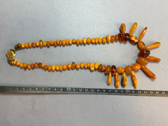 Vintage Baltic Amber Statement Necklace 46.9g Graduated Teeth Beads Cognac Honey