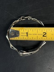 Vintage 950 Sterling Silver Black Onyx Wire Bracelet Handmade Modernist 5.5″