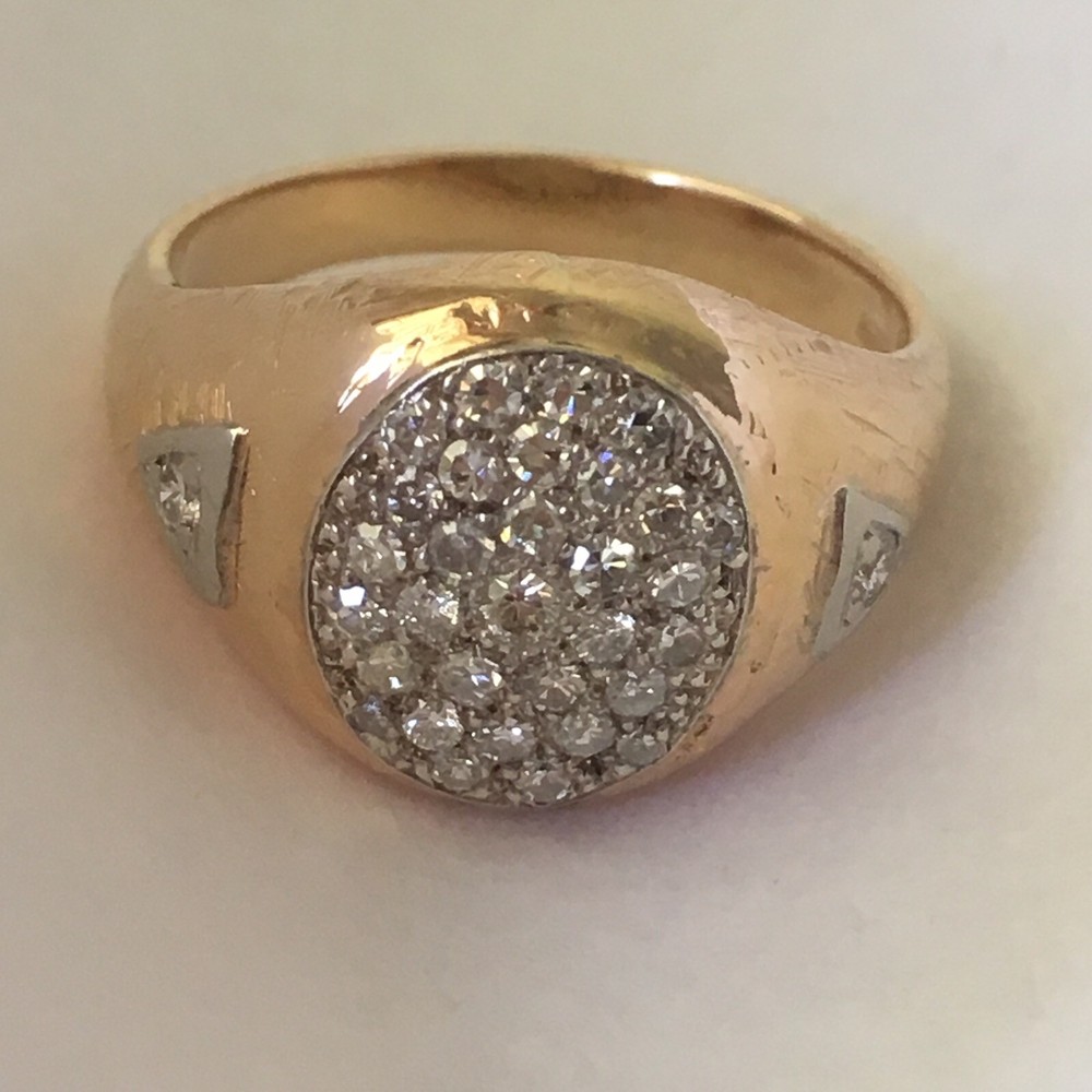 14 Karat Gold Art Deco Silver topped Hallmarked ring circa 1930s