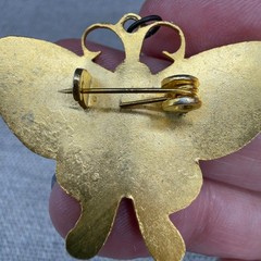 Vintage Butterfly Brooch Cloisonne Gold Tone 1.5 Inches