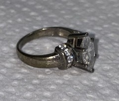 Signed ring, Korea 925 And Other Symbols, Clear Gems Marquis/Round Sz 6