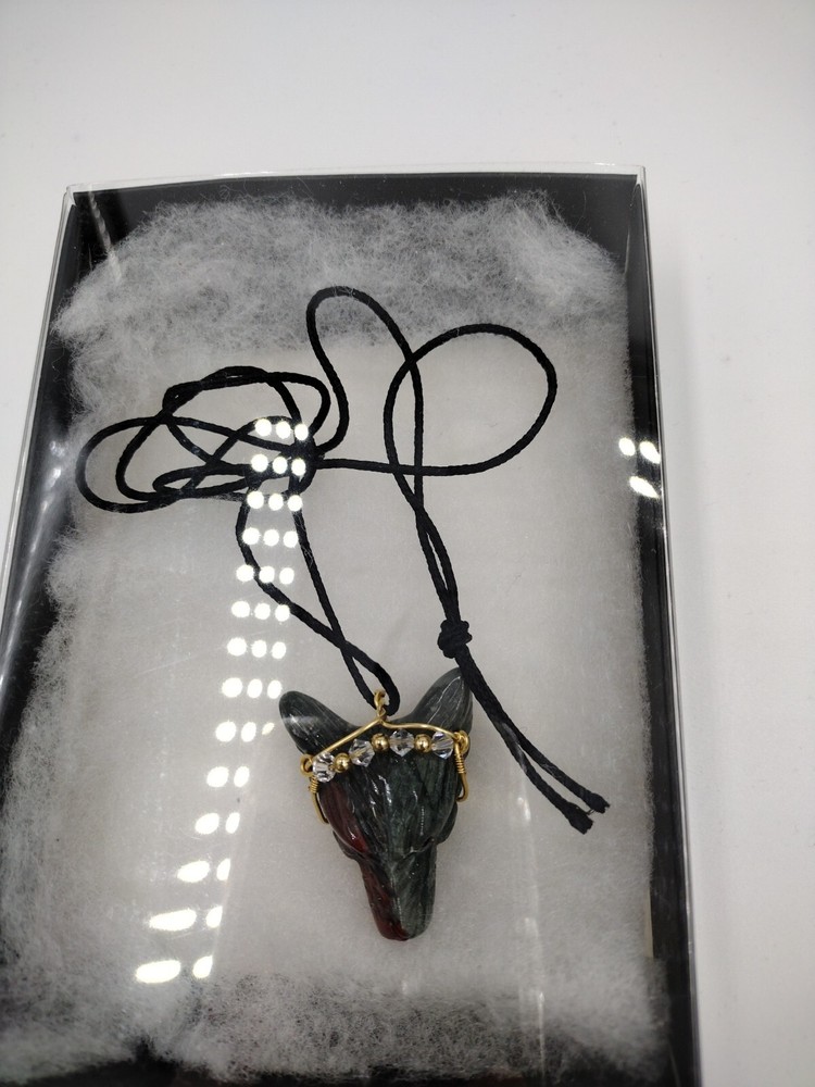 22728 Wire Wrapped Wolf Head African Bloodstone Gemstone nickel-free