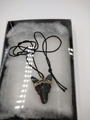 22728 Wire Wrapped Wolf Head African Bloodstone Gemstone nickel-free