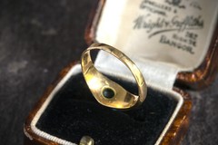 ANTIQUE ART NOUVEAU ENGLISH 15K GOLD SEED PEARL TURQUOISE RING c1890