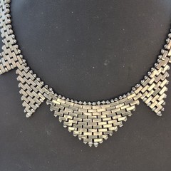 Jakob Bengel Germany Art Deco Chrome Necklace Brickwork Fashion Modernist 16.5″