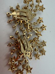 Vintage Earrings Clip On Signed Wirth Blue Star Spray Statement Climber PJ