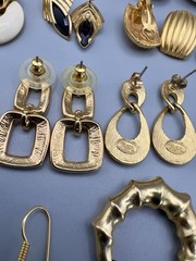 Vintage 1980s Pierced Earring Lot Gold Tone 45 Pairs Monet Trifari