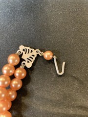 Antique Orange Beaded Necklace, Double Strand,no Brand,polished White Bead