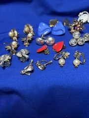 Vintage Lot Clip /Screwback Earrings Dangle Drop Huggie Crystal Pearl L26