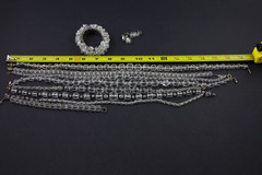10 Vintage Wearable Faceted Rock Crystal & AB Jewelry Mix Lot Necklace Bracelet
