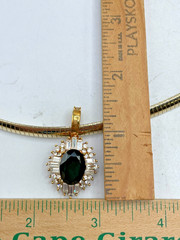 VTG 90’s Gold-tone Omega collar Black rhinestone pendant Statement