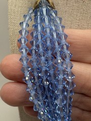 Vintage Faceted Crystal Light Blue 6 Strand Beaded Necklace & Earrings STUNNING