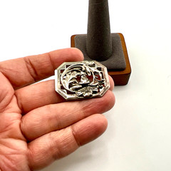 Vintage Sterling Silver Flower Brooch Art Nouveau Art Deco Style