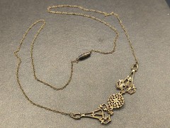 vintage Art Nouveau drapery laviaer Style Brass tone necklace