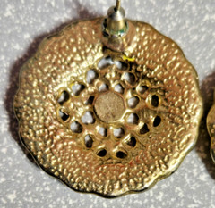 Classic Vintage Round Yellow & Gold-Tone Earrings Push-On 1.5 “