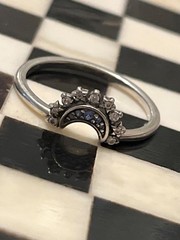 Pandora Ale sterling silver jewel encrusted daisy moon ring stackable 051026@
