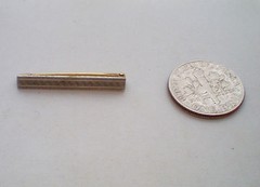 Antique Art Deco Solid 14K Yellow Gold Platinum Top Bar Brooch Pin 14kt