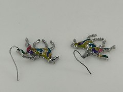 Colorful Enamel Horse Dangle Earrings Silver Tone Metal Equestrian Jewelry