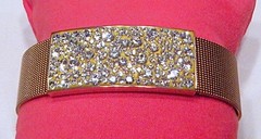 Retro Brilliant Pave Crystals Golden Mesh Band Bracelet SS LN S48