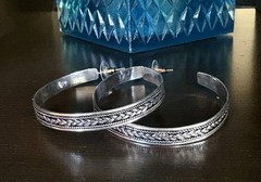 VINTAGE LARGE 925 STERLING SILVER HOOP EARRINGS 2.25 Diameter 18.5 Gr