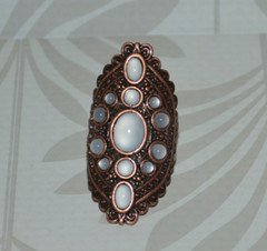 Vintage 70s-80s Mil Cabochon Art Deco Ring