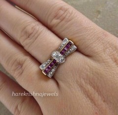 2CT Round Lab-Created Diamond Antique Vintage Women’s Ring 14K 2-Tone Gold Over