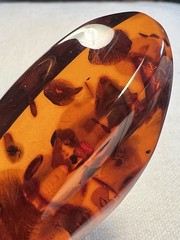 Vintage Large Amber Pendant 14g Freeform Shape Marked Bail Marked 333 8K Gold
