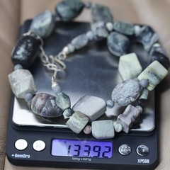 Heavy Large Beaded Necklace Sterling Silver