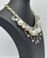 Vintage “Cha Cha” Necklace Cluster Runway Statement Silver-Tone Dangling Baubles