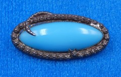 Nice Vintage Antique Faux Turquoise Sterling Top Jewelry Pin