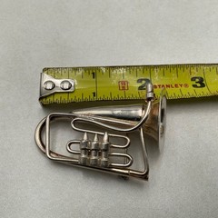 Vintage Silver Tone Trumpet Horn Brooch Music Instrument Pin Minimalist Jazz
