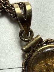Necklace Encased 22k gold nuggets and 12k gold-filled rope border bezel & Chain