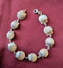 Vintage Sterling 925 Silver Scallop Seashell Shell Bracelet Nautical Beach